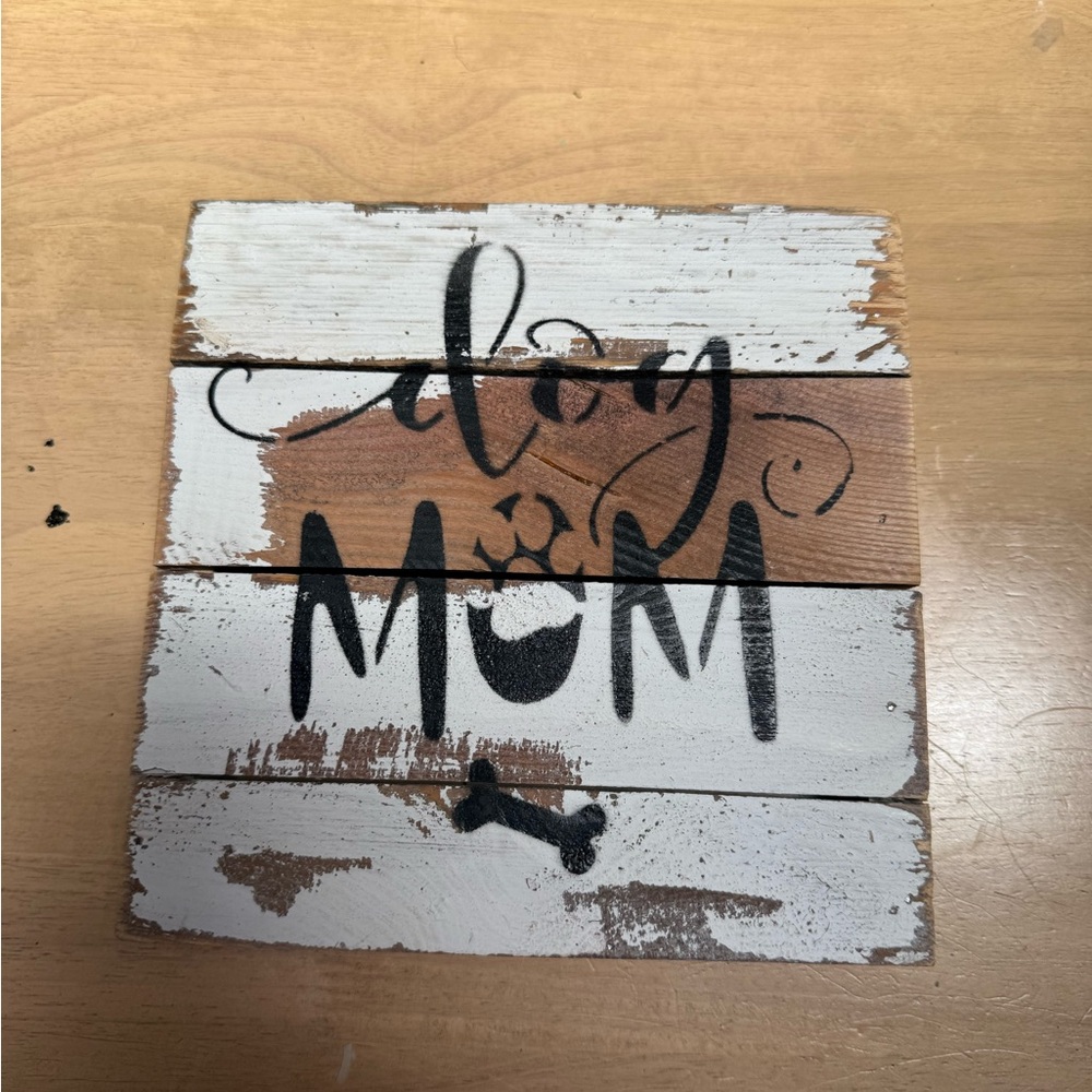 White and Brown Rustic Art Dog Mom Wall Decor